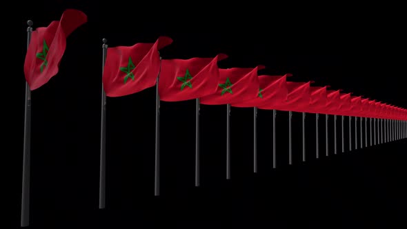 Row Of Morocco Flags With Alpha 2K