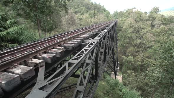 Footage Showing Strong and Solid Railway Surrounded by the Woods in Sunny Weather