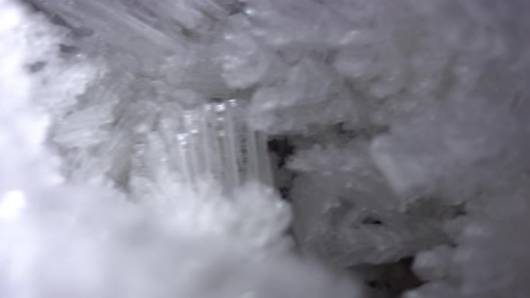 Macro Photography of Ice Growths in a Cave