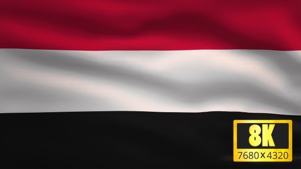 8K Yemen Windy Flag Background