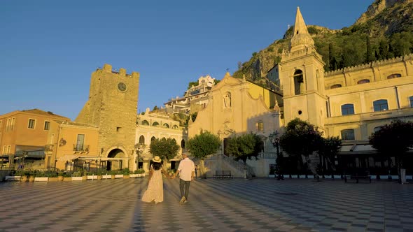 Taormina Sicily Belvedere of Taormina and San Giuseppe Church on the Square Piazza IX Aprile in