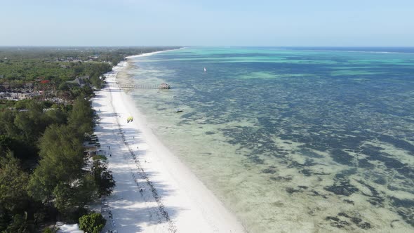 View From a Height of the Indian Ocean Near the Coast of Zanzibar Tanzania