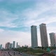 View on modern skyscrapers and busy evening highways day to night transition - VideoHive Item for Sale
