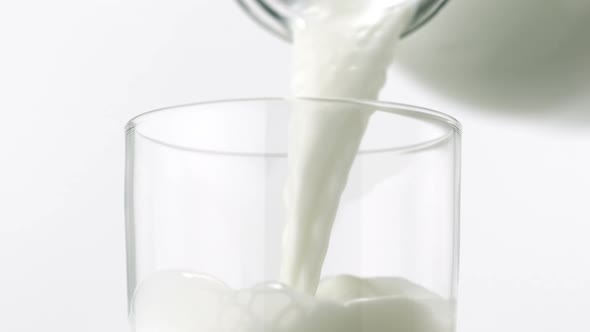 Pouring milk into glass, Slow Motion