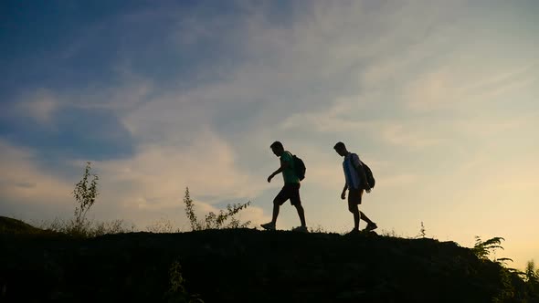 Hikers With Beautiful Sky