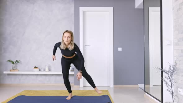 Young Fit Woman doing Home Fitness Exercises, Personal Trainer, Copy Space