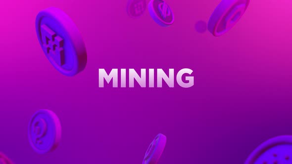 Mining Cryptocurrency Falling Coins Background Loop