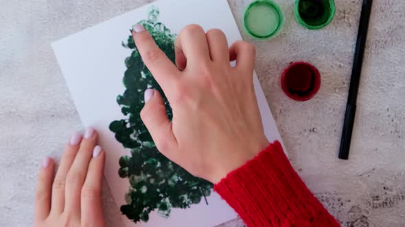 Paint with Fingers Merry Christmas Tree