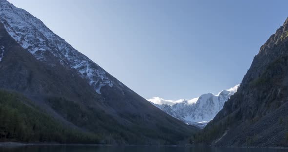 Mountain Lake Timelapse at the Summer or Autumn Time. Wild Nature and Rural Mount Valley. Green