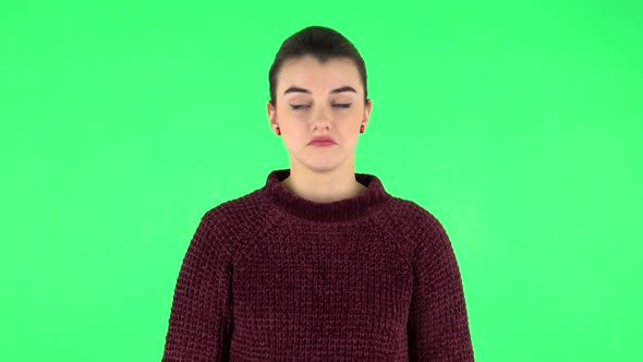Lovely Girl Is Very Offended. Green Screen
