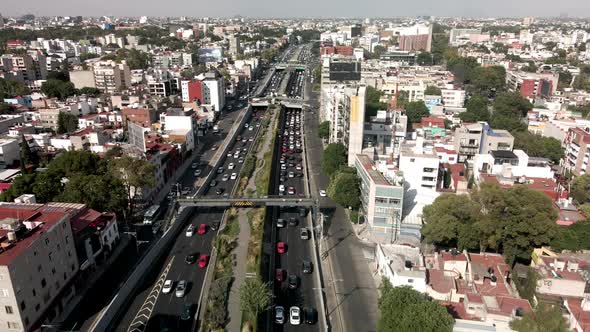 aerial shot of viaducto in mexico city