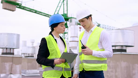 In the Top of the Building at Construction Site