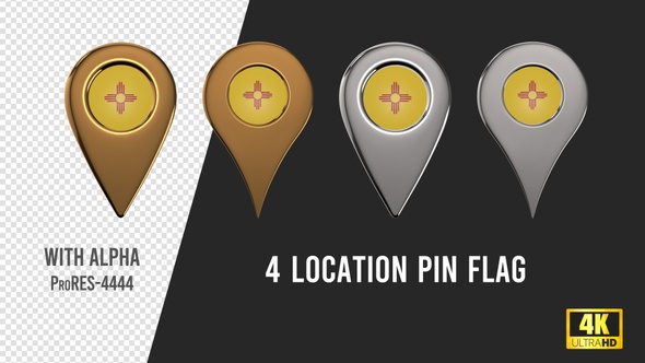 New Mexico State Flag Location Pins Silver And Gold