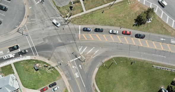 Aerial View of Highway Crossroads Roads