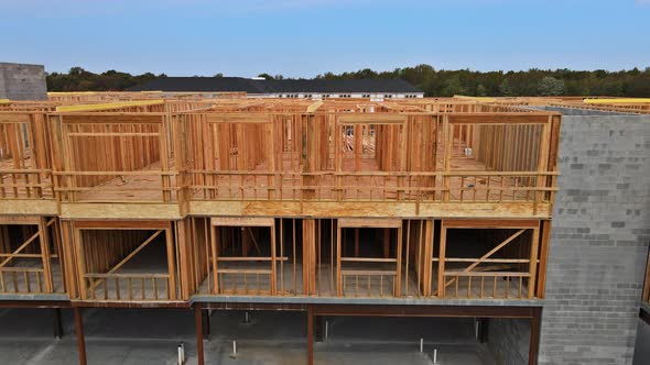 Apartment Complex Building Under Construction Material in Wooden Frame