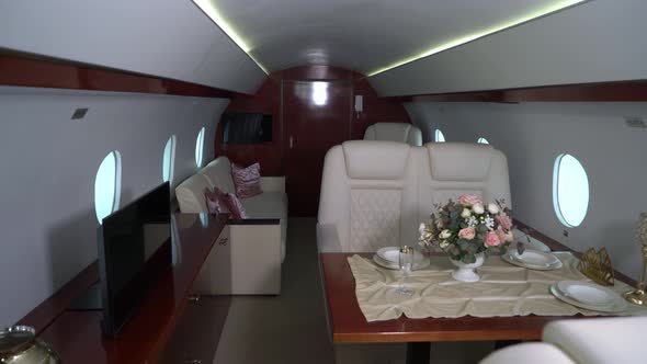 Interior Cabin of Private Luxury Vip Jet