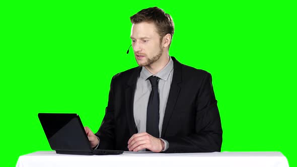 Call Center Operator. Green Screen