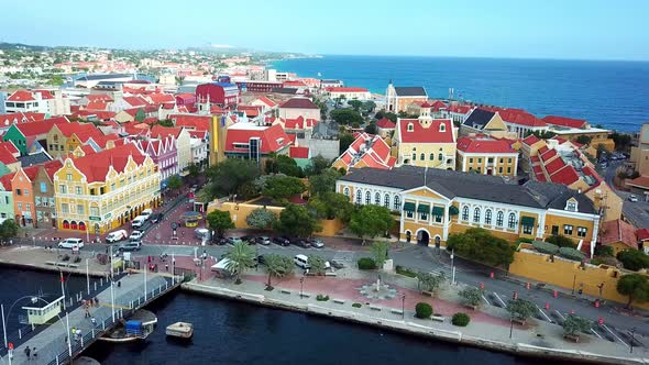 Aerial view truck left of the Government headquarters, Fort Amsterdam in the Punda district of Wille