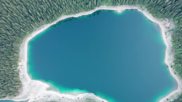 Aerial View Black Lake in Montenegro Mountain Crno Jezero in Durmitor Park