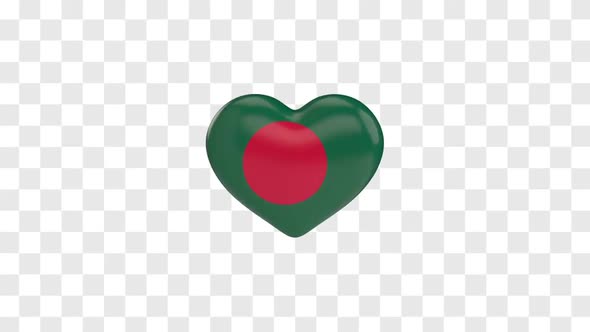 Bangladesh Flag on a Rotating 3D Heart