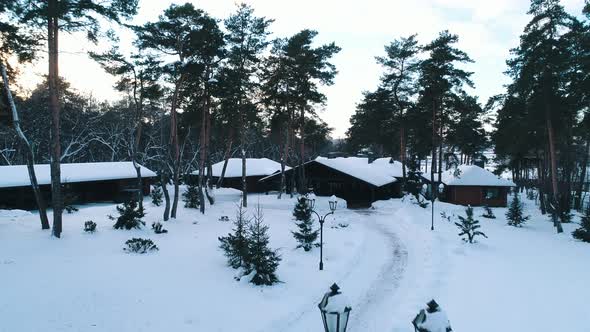 Aerial View on the Winter Cottage