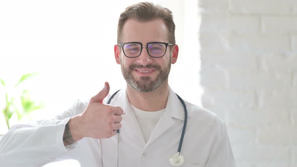 Portrait of Doctor Showing Thumbs Up Sign