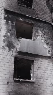 Vertical Video of a House Destroyed By the War in Ukraine