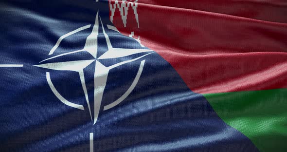 Belarus and NATO waving flag animation looped