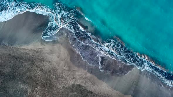 Top View of a Deserted Black Volcanic Beach