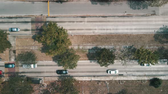 Landing at avenue in yucatan mexico with railroad at the middle