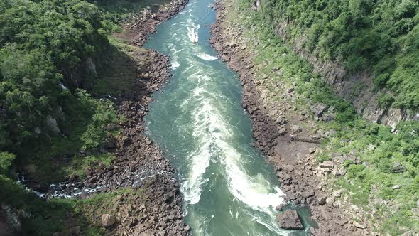 Aerial nature landscape of Iguazu Falls giant waterfalls of south america