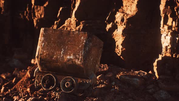 Abandoned Gold Mine Trolley Used To Cart Ore During the Gold Rush