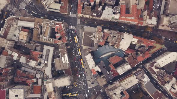 Top View of Streets with Car Traffic