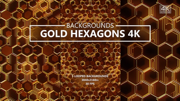 Gold Hexagons Backgrounds