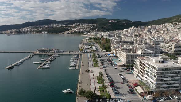 Drone flight over the city of Kavala in northern Greece