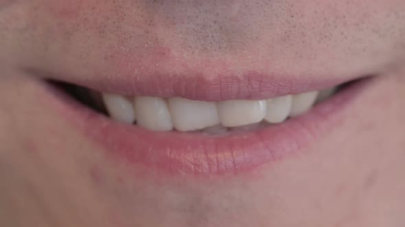 Close Up of Mouth of Smiling Man