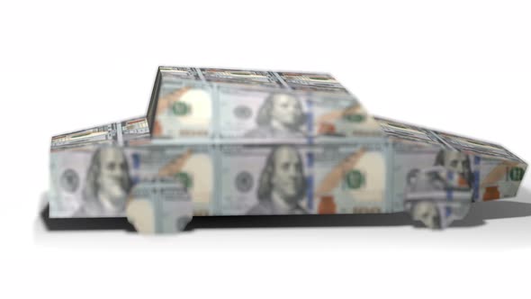 Origami Car Made of a Hundred US Dollar Bills alt