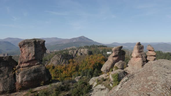 Group of sandstone rocks near town of Belogradchik slow tilt 4K 2160p 30fps UltraHD footage - Tiltin