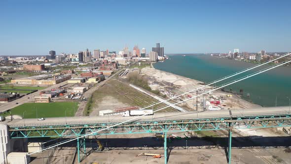 Ambassador Bridge connecting Detroit, Michigan in the United States of America and Windsor, Ontario