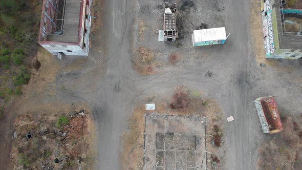 Airsoft Park with Buildings Aerial Forward Top