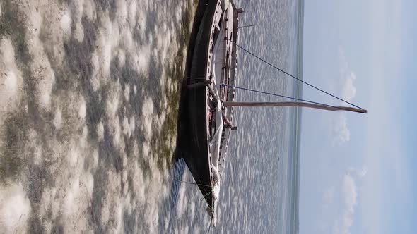 Vertical Video of Low Tide in the Ocean Near the Coast of Zanzibar Tanzania Aerial View