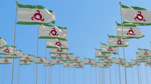 Ingushetia Row Of National flags Walk Throw Animation