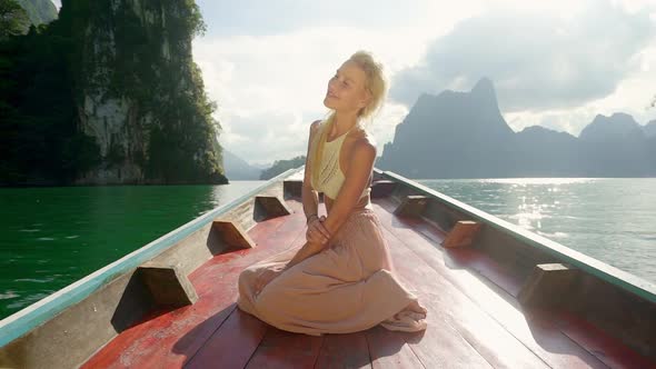 Attractive Girl on a Boat Ride