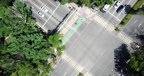 Top View of a Road Intersection in the City