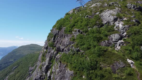 Via Ferrata hiking path along the edge of cliff Hoven - Including view of popular risky basejumping