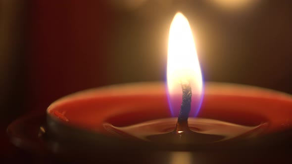 Lit Candle in a Lantern - Macro Detail