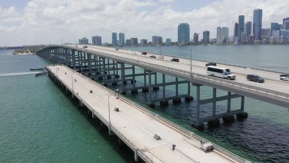  High Bridge Over the Highway Bridge Over Miami Harbor with Cityscape, Florida alt