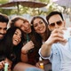 Happy Young Group of People Taking Selfies on Beach - VideoHive Item for Sale