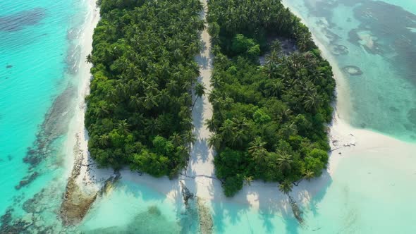 Aerial top view sky of paradise tourist beach adventure by shallow water and white sand background o