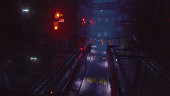 Neon Lights of Futuristic Sci Fi City alt